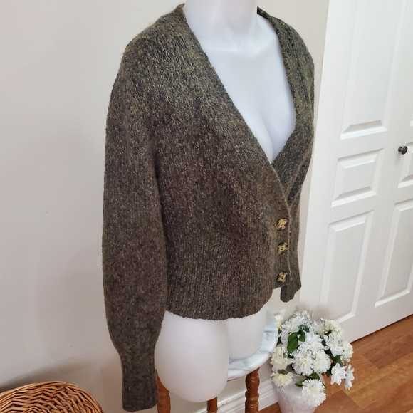 Women's Brown Button-Up Sweater - Picture 10 of 12